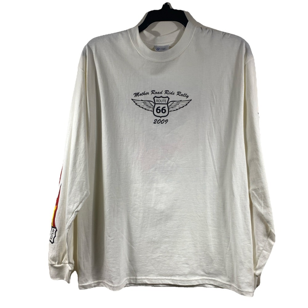 Route 66 Mother Road Ride Rally Mens Large White Long Sleeve 2009 - Picture 1 of 12